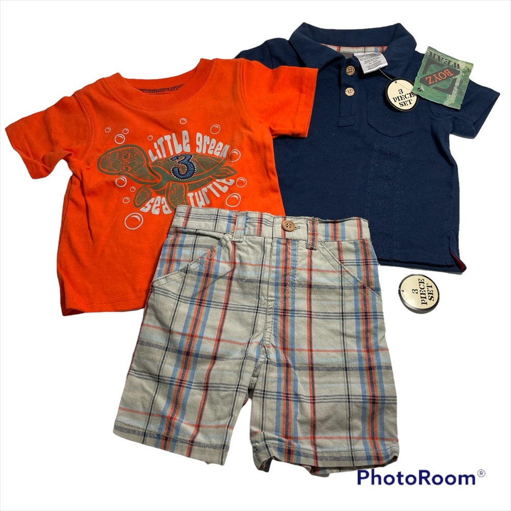 NWT Boyz Wear Polo Tee And Shirt Set size 12M